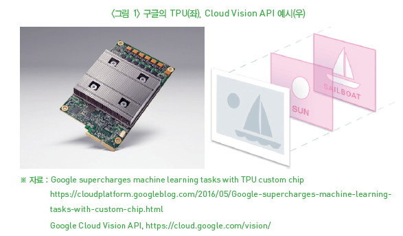 그림 1-구글의 TPU(좌), Cloud Vision API 예시(우)