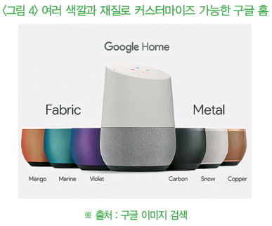 그림4-여러 색깔과 재질로 커스터마이즈 가능한 구글 홈